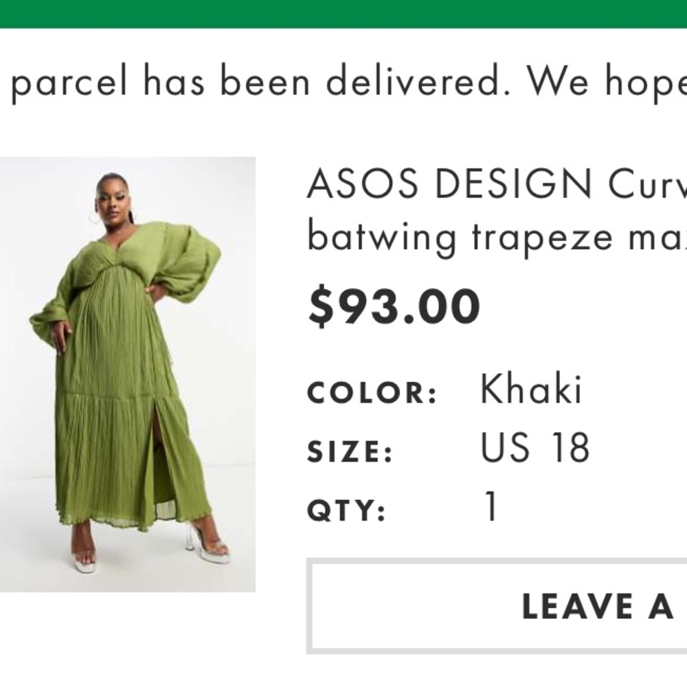 ASOS Olive Long Sleeve Maxi Dress - Picture 2 of 2